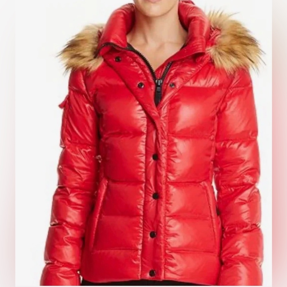 Aqua Faux Fur Trimmed Puffer Jacket